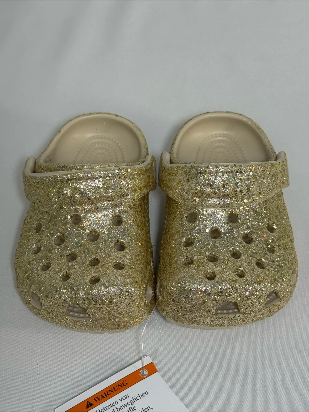 CROCS Kids Glitter Clogs in Sparkling Gold
